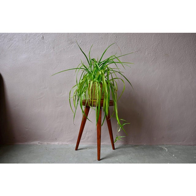 Wood Bohemian Tripod Farmhouse Stool For Sale - Image 7 of 8