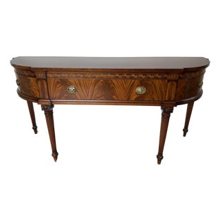 1940s Joseph Gerte Custom Demilune Inlaid Mahogany Server or Sideboard For Sale