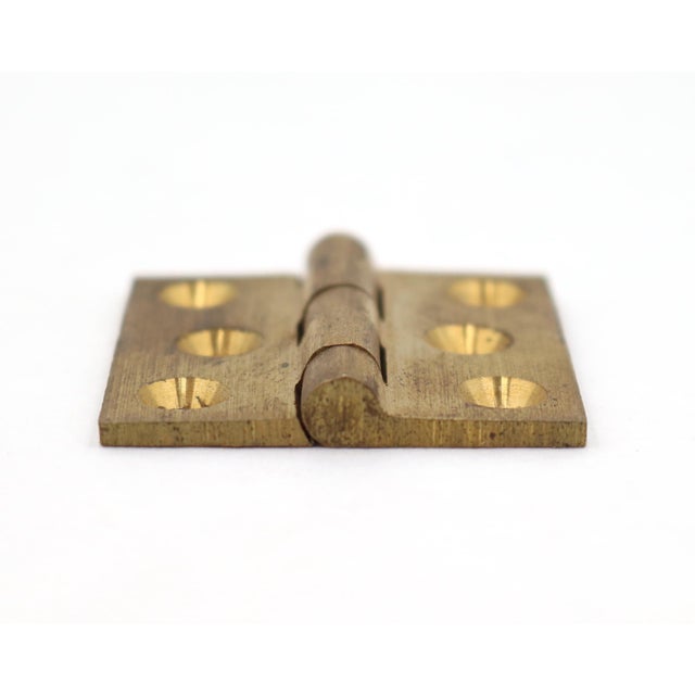 Traditional Vintage 1.5 X 1.5 In. Brushed Brass Cabinet Hinge For Sale - Image 3 of 4