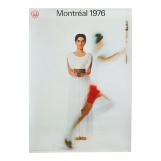 1976 Original Montreal Olympics Poster - Woman With Flame (Medium) For Sale
