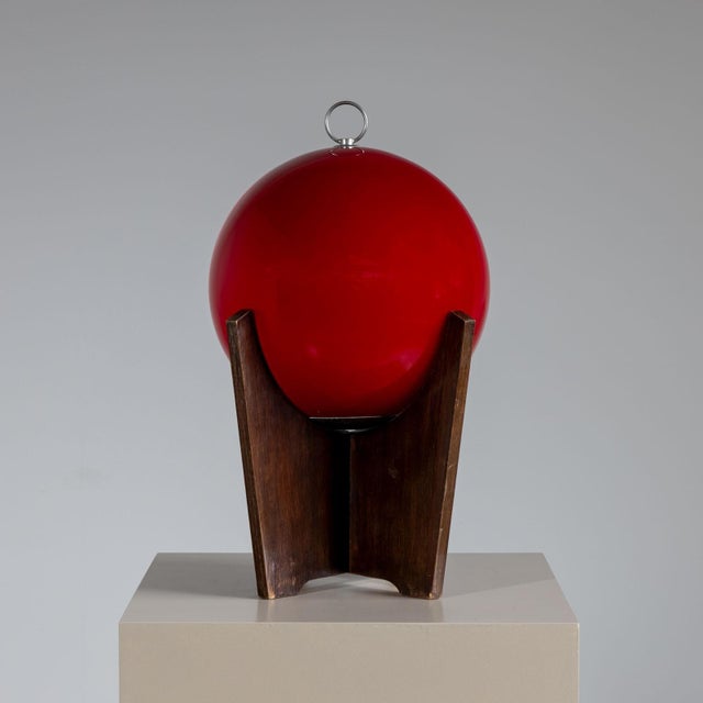 1960s Mid-20th Century Red Sphere Table Lamp For Sale - Image 11 of 18