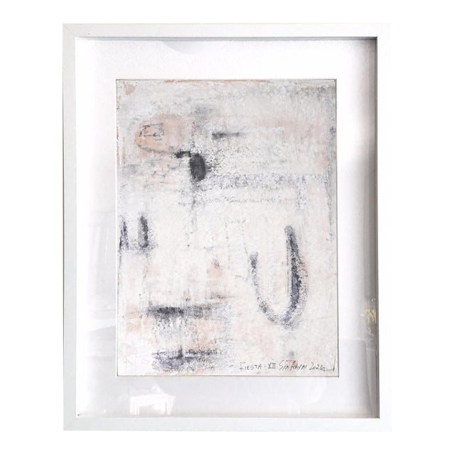 Fiesta. XII White Framed Abstract Painting For Sale