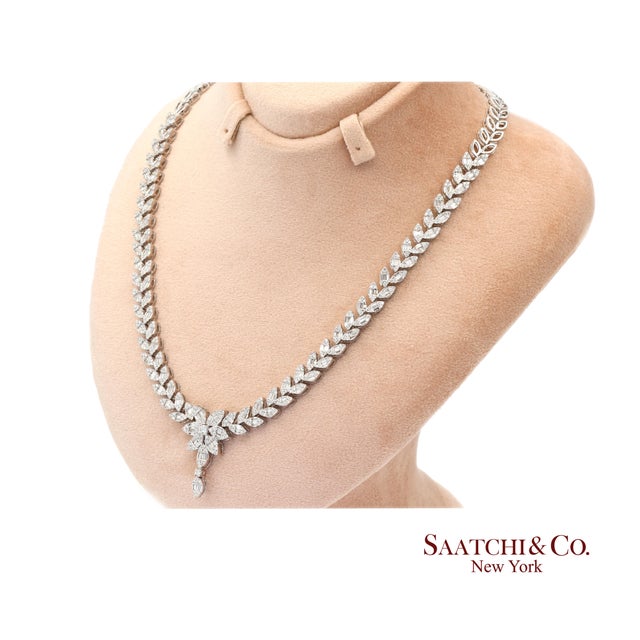 18k (750) Natural White Diamond Necklace For Sale In New York - Image 6 of 11