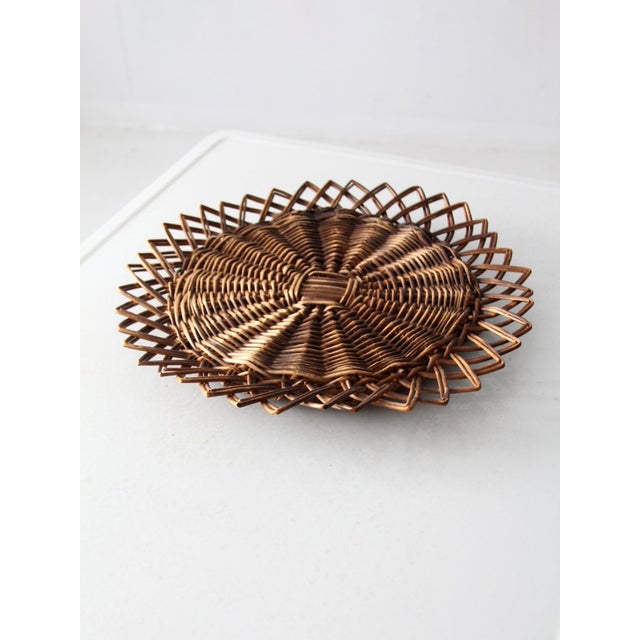Brown Vintage Wicker Tray Wall Hanging For Sale - Image 8 of 11