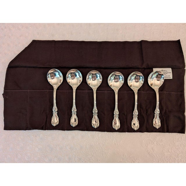 Late 20th Century Reed & Barton "Burgundy" Sterling Silver Cream Soup Spoons, Lot of 6 For Sale - Image 14 of 14