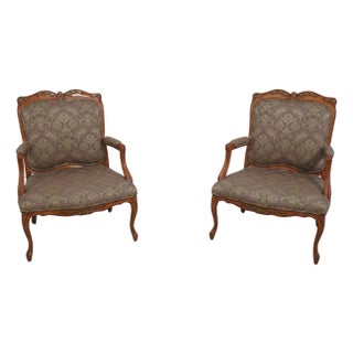 Pair of French Louis XV Style Open Armchairs Fauteuils For Sale