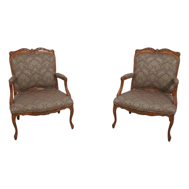 Pair of French Louis XV Style Open Armchairs Fauteuils For Sale