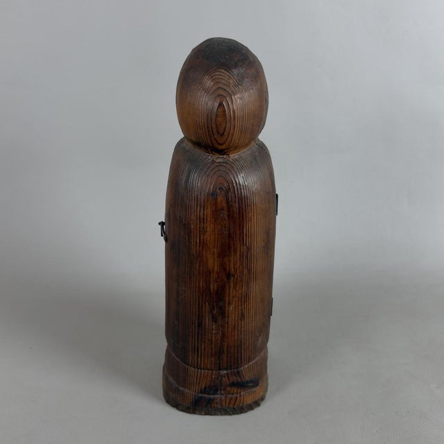 Monk or Friar Bottle Holder Sculpture in Carved Wood, 1960s For Sale - Image 4 of 11