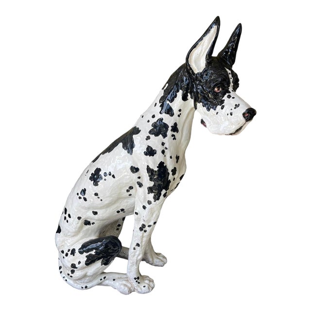 Hollywood Regency Italian Ceramic Harlequin Great Dane For Sale