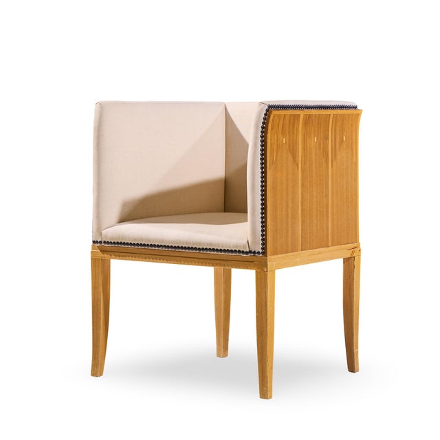 Eliel Saarinen for Arkitektura Saarinen House Mid Century Maple Arm Lounge Chairs - Pair For Sale In Chicago - Image 6 of 13