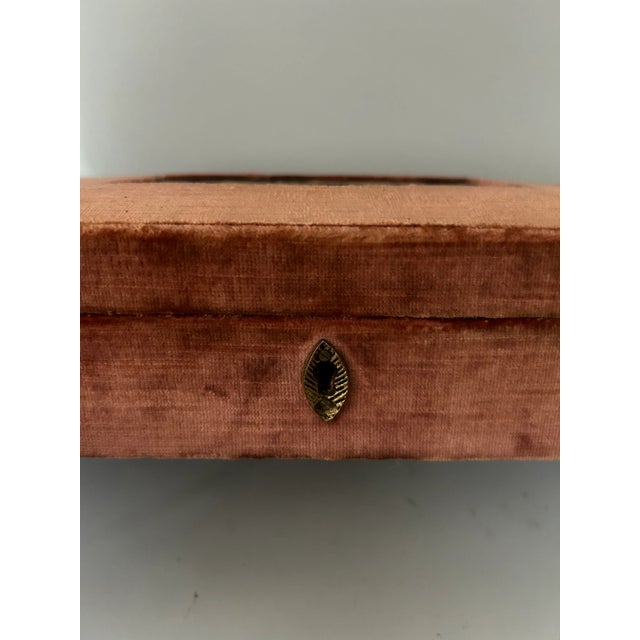 English Antique Velvet Vanity Jewelry Box Made in Italy For Sale - Image 3 of 9