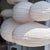 Large Vintage Oval Flattened Pink Rattan and Natural Linen Pendant Light, 1980s For Sale - Image 4 of 18