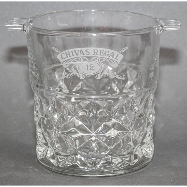 Mid-Century Modern Vintage Heavy Cut Glass Ice Bucket Chivas Regal France 1980s For Sale - Image 3 of 12