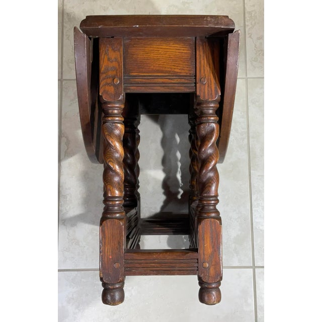 Wood 1960s Low Oak Drop Leaf Tea Table For Sale - Image 7 of 10