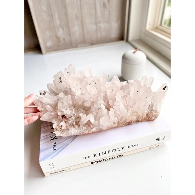 Large Dendritic Crystal Cluster Samadhi Himalayan Quartz Slight Lavender For Sale - Image 4 of 11