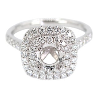 Platinum 950 Natural Brilliant Diamond Semi Mount Ring Size 6.5 For Sale