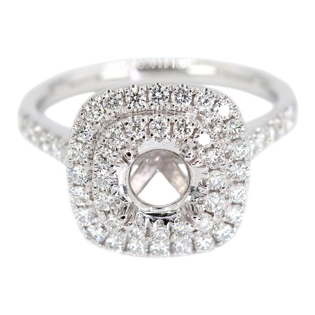 Platinum 950 Natural Brilliant Diamond Semi Mount Ring Size 6.5 For Sale