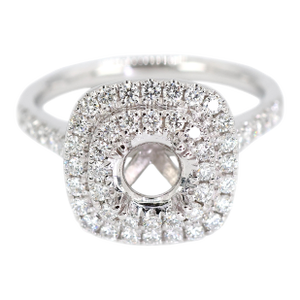 Platinum 950 Natural Brilliant Diamond Semi Mount Ring Size 6.5