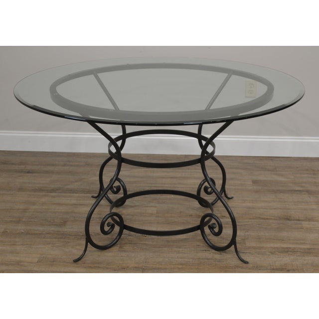 Charleston Etrusche Iron Round Glass Top Dining Table + 4 Chairs