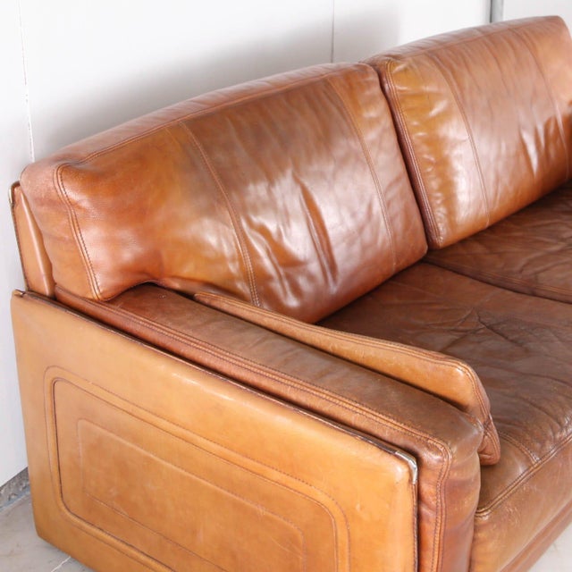 Brown Leather Living Room Set from Roche Bobois, 1980s, Set of 3 For Sale - Image 8 of 18