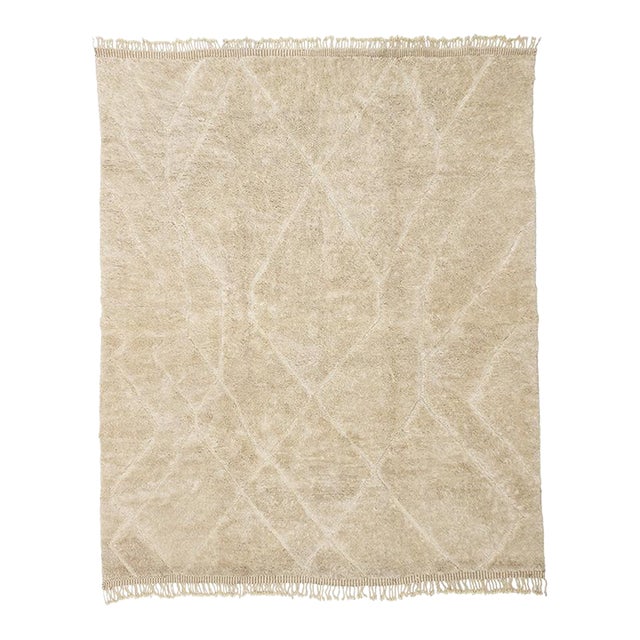 Oversize Asymmetrical Diamond Hand-Knotted Wool Rug | 12'9" X 10'5" | One of a Kind For Sale