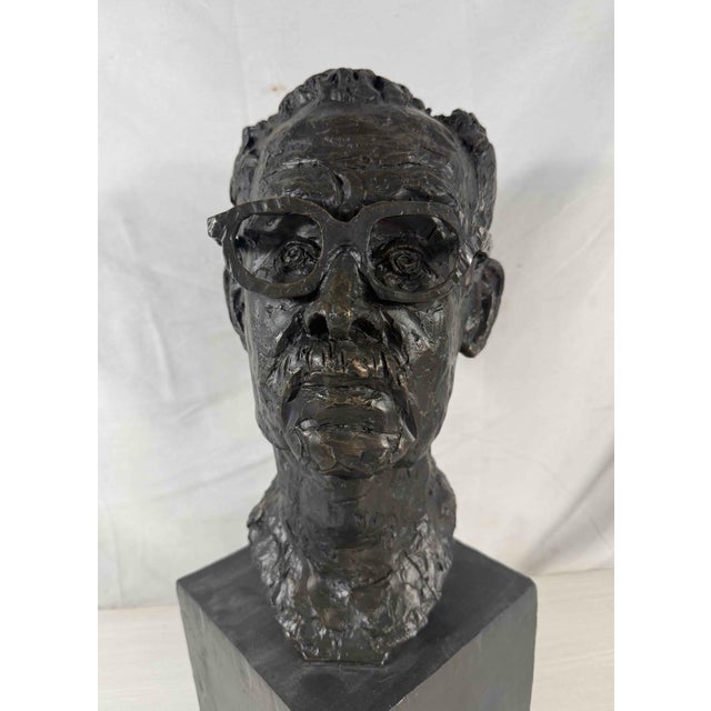 Mid-Century Modern "Hbs Head I" — Bronze Self-Portrait Bust, Herbert Simon Estate, 1999 For Sale - Image 3 of 7