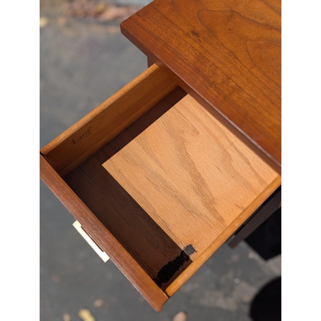 Brown Mid Century Modern Walnut Writing Desk by Lane, C1960s For Sale - Image 8 of 12