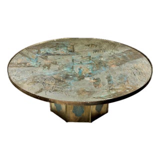 Philip and Kelvin LaVerne “Chan” Coffee Table, Acid Etched Brass, 1960s For Sale
