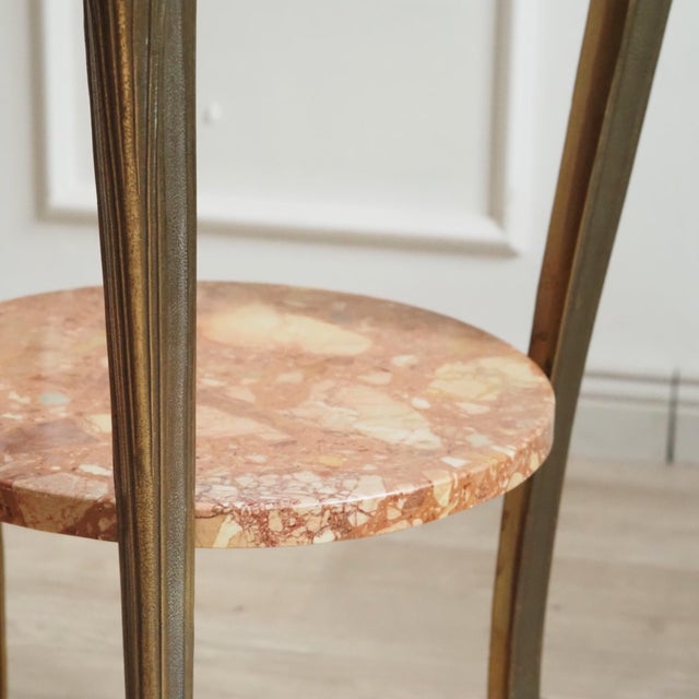 Louis XV Style Gueridon Side Table in Brass and Marble For Sale - Image 6 of 9