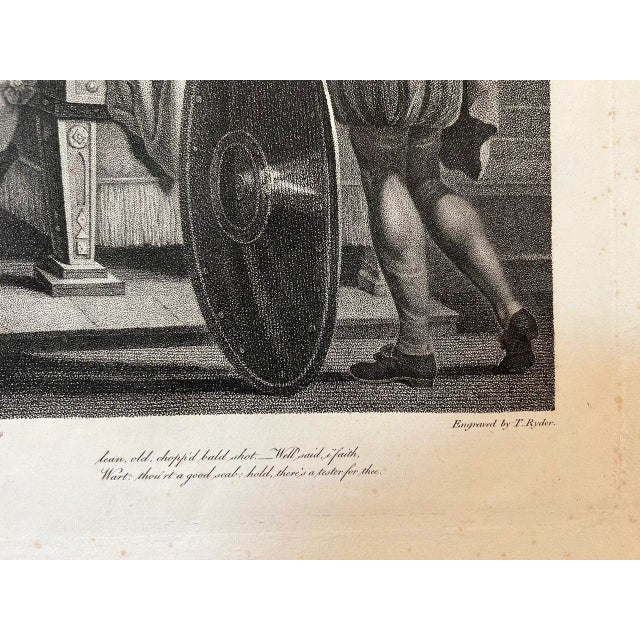 Slate Gray Late 18th Century T. Ryder "Shakspeare - Second Part of King Henry the Fourth. Act Iii. Scene Ii" Engraving C.1798 For Sale - Image 8 of 13
