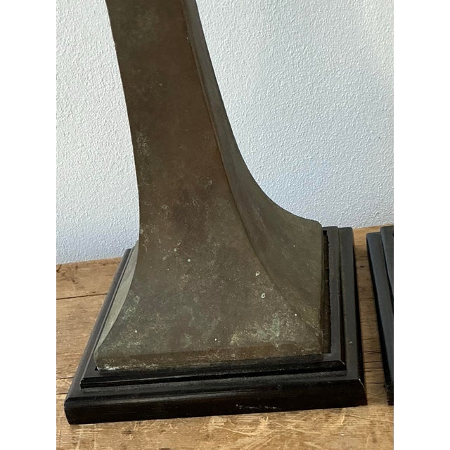 Vintage Boho Stewart Ross James Verdigris Bronze Lamps - A Pair For Sale - Image 10 of 12