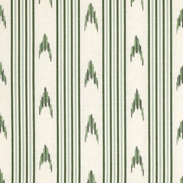 Schumacher Sample - Schumacher x Mark D. Sikes Santa Barbara Ikat Fabric in Leaf Green For Sale - Image 4 of 4