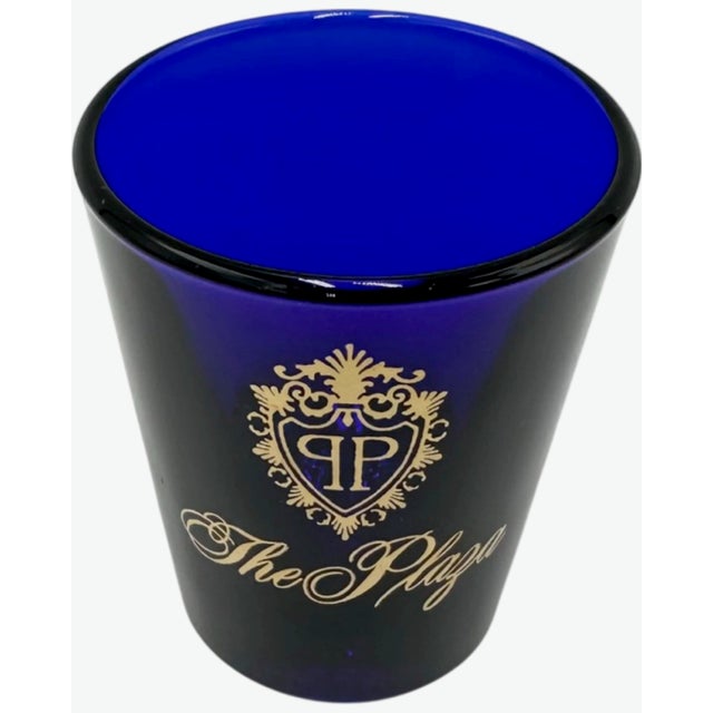 Vintage Contemporary The Plaza Hotel Nyc Cobalt Blue Shot Glass For Sale - Image 10 of 12