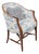 Blue & Cream Toile Faux Bamboo Walnut Bergère Chair, Georgian Style, Mid-20th Century For Sale