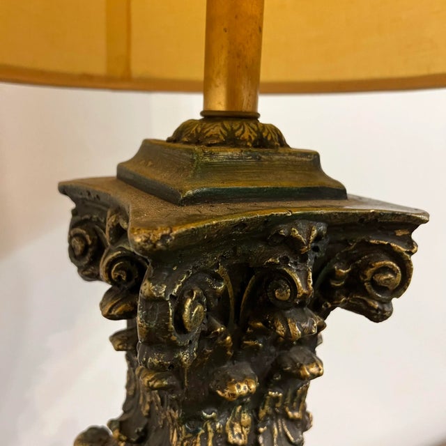 Mid-20th Century Large Ornate Gold and Bronze Lamp Plaster Column For Sale In Cleveland - Image 6 of 12