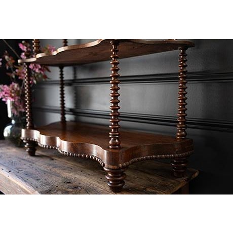 Antique Victorian Spool Turned Etagere, Tabletop Display Shelf With Serpentine Front For Sale - Image 12 of 17
