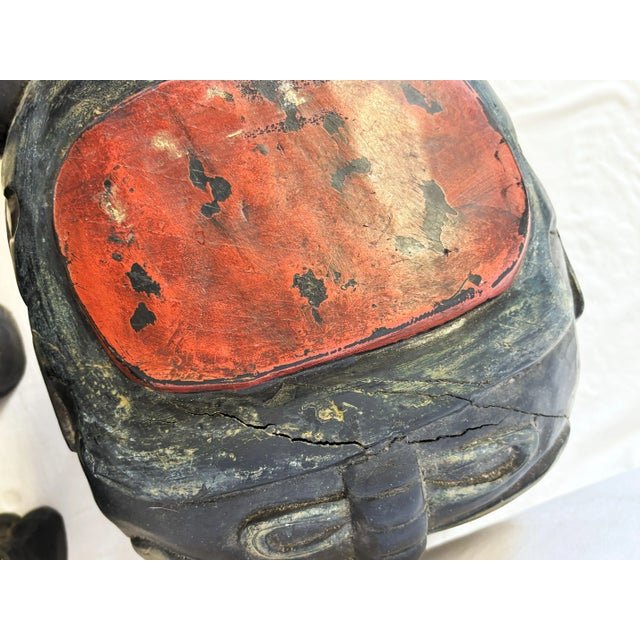 Vintage Solid Wood Painted African Elephant Stools- A Pair For Sale - Image 15 of 15