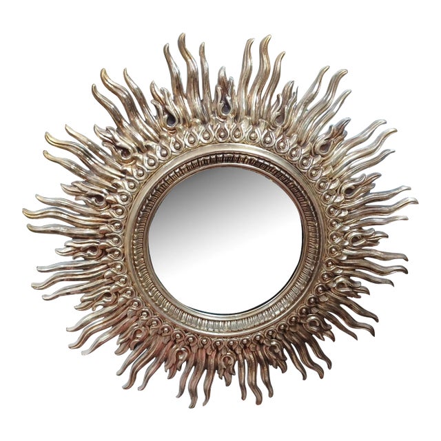 Vintage 1970s Large Sunburst Mirror For Sale