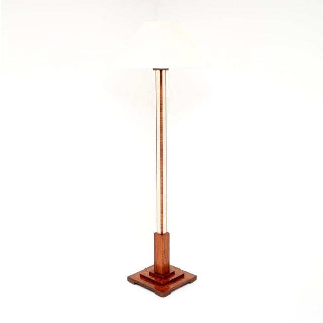 Art Deco Mirrored Walnut Floor Lamp, 1930 For Sale - Image 4 of 9