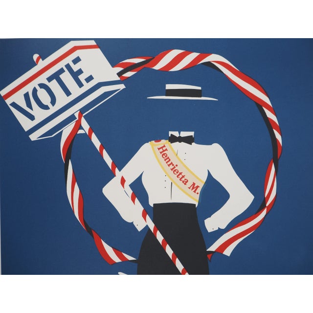 Robert Indiana, Votes for Women, The Activist with the Star-Spangled Banner, Original Lithograph For Sale - Image 4 of 6