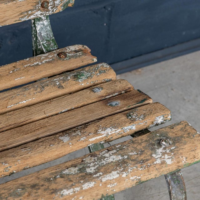 Brown Antique 19th Century Victorian Wrought Iron & Wood Garden Seats, 1890, Set of 4 For Sale - Image 8 of 18