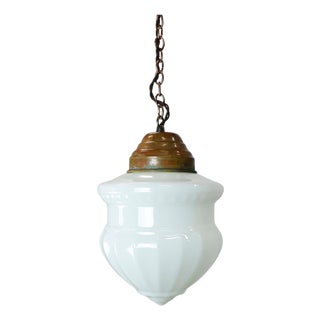 1930s Art Deco Milk Glass Pendant Light For Sale