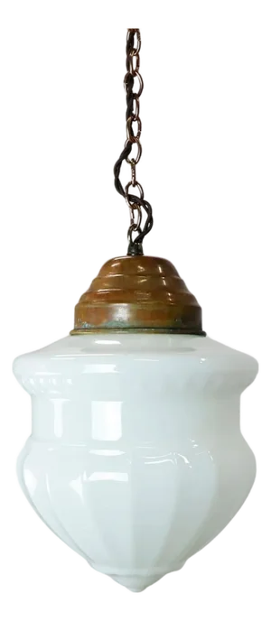 1930s Art Deco Milk Glass Pendant Light