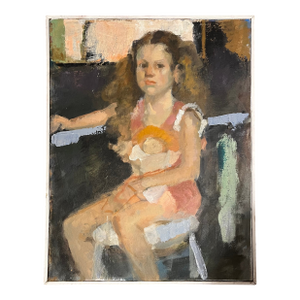 Modernist Abstract Impressionist Oil Painting on Canvas - Portrait of a Girl Circa 1970 - 1980