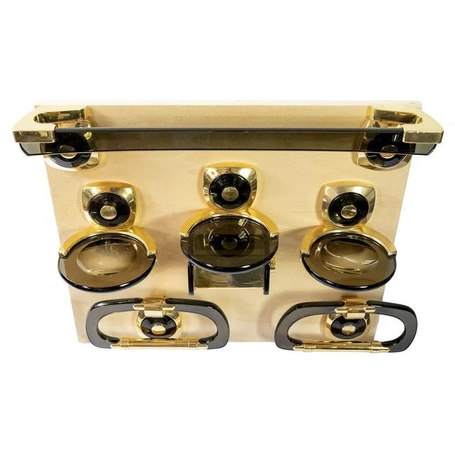 Mid-Century Italian set of bathroom fixtures/accessories from 1970's. Created in a very solid design. Made from a thick...