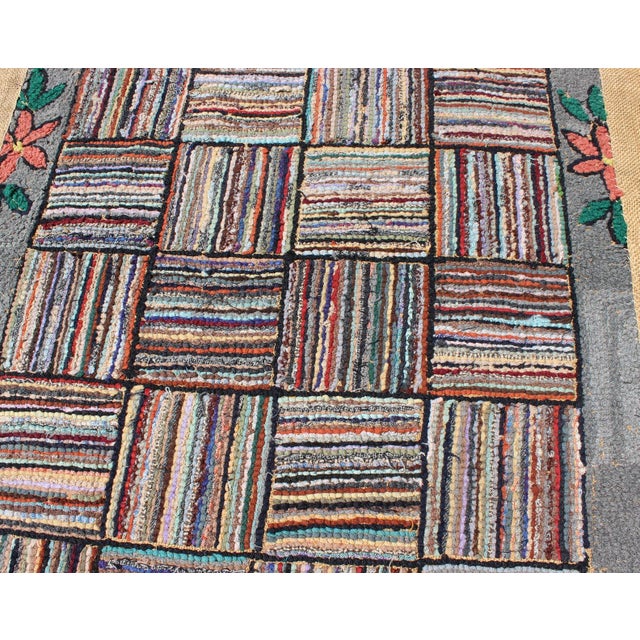 American Antique American Hooked Runner With Colorful Patchwork Design 2'4" X 11'2" For Sale - Image 3 of 10