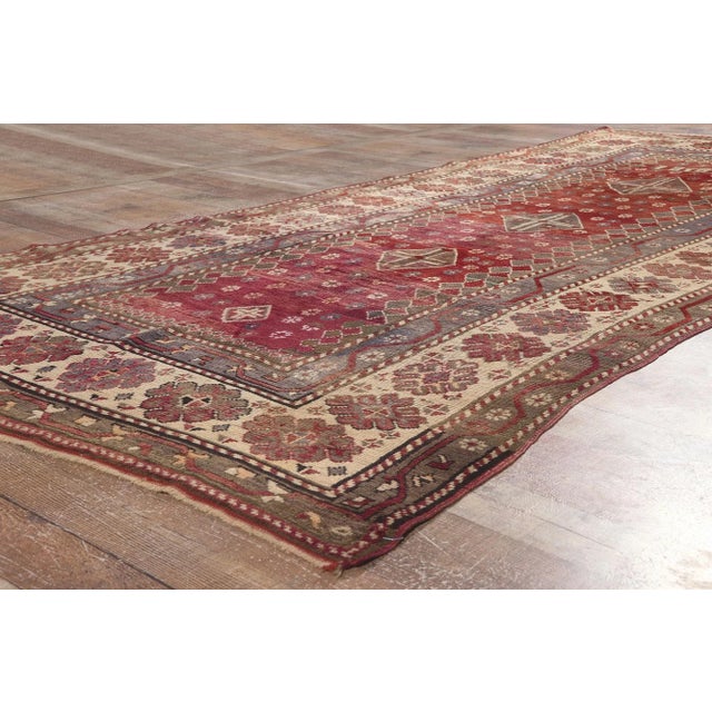 Textile Early 20th Century Antique Caucasian Tribal Kurdish Rug 04'07 X 11'00 For Sale - Image 7 of 9