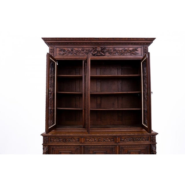 Antique French Carved Library, 1880 For Sale - Image 3 of 13