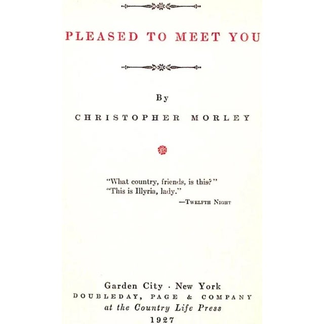 "Pleased to Meet You" 1927 Morley, Christopher For Sale - Image 4 of 7