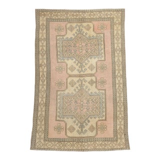 Vintage Pink Persian Hamadan Rug, - 5'05 X 08'03 For Sale